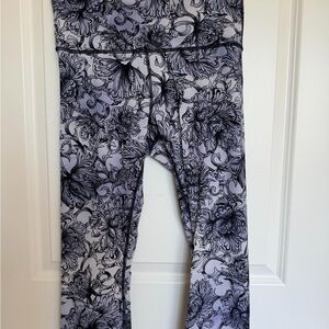 Lululemon Align High Rise Crop 23” Floral Print Leggings - Lavender and Black